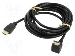 Cable; HDCP 2.2,HDMI 2.0; HDMI plug,HDMI plug 90°; PVC; 3m; black