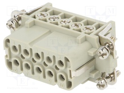Connector: HDC; female; HA; PIN: 10; 10+PE; size 2; 16A; 250V