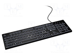 Keyboard; black; USB A plug; wired,slim,US layout; with LED