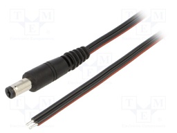 Cable; wires,DC 5,5/1,7 plug; straight; 0.75mm2; black; 0.5m