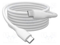 Cable; USB 2.0; USB C plug,both sides; nickel plated; 2m; white