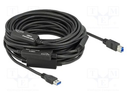 Cable; USB A plug,USB B plug; 20m; black; 24AWG,28AWG