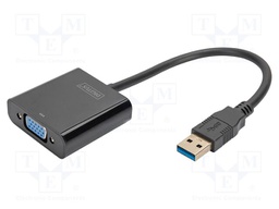 Adapter; USB 3.2; USB A plug,VGA female; 150mm; black; black
