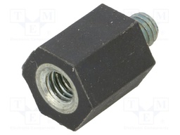 Insulating sleeve; hexagonal; M6; M6; L: 15mm; Spanner: 13mm