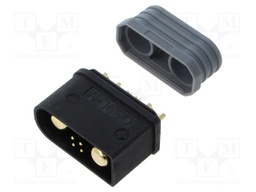 Plug; DC supply; QS; male; PIN: 6(4+2); for cable; soldering; black