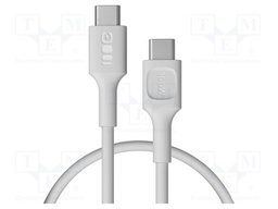 Cable; USB C plug,both sides; 0.3m; white; PVC; 480bps; 100W