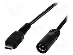Cable; USB B micro plug,DC 5,5/2,1 socket; straight; 0.35mm2