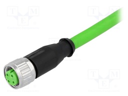 Plug; M12; PIN: 4; female; D code-Ethernet; 7.5m; Insulation: TPU