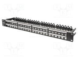 Patch panel; Keystone; black; Number of ports: 48; 19"; rack 19"