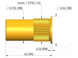 Test probe socket; gold-plated; KS-967; 6mm; test needles
