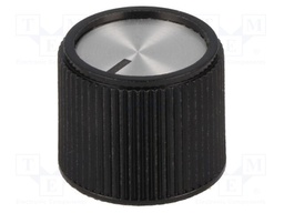 Knob; with pointer; aluminium,thermoplastic; Shaft d: 6mm; black