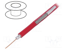 Wire: coaxial; RG59; 1x75Ω; solid; Cu; PVC; red; 100m