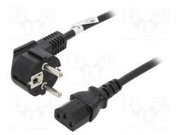 Cable; CEE 7/7 (E/F) plug angled,IEC C13 female; PVC; 5m; black
