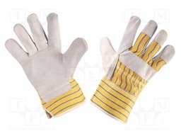 Protective gloves; Size: 10.5; white-orange; natural leather