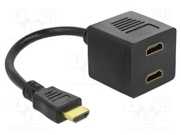 Splitter; HDMI socket x2,HDMI plug; 0.2m; black; black