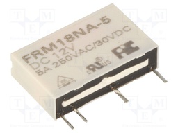 Relay: electromagnetic; SPST-NO; Ucoil: 12VDC; 5A/250VAC; 5A/30VDC