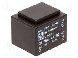 Transformer: encapsulated; 2.1VA; 230VAC; 9V; 233mA; Mounting: PCB