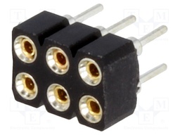 Socket; pin strips; female; PIN: 6; turned contacts; straight; THT