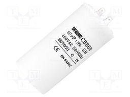 Capacitor: motors, run; 80uF; 450V; Ø58x120mm; -25÷70°C; ±5%; 3000h