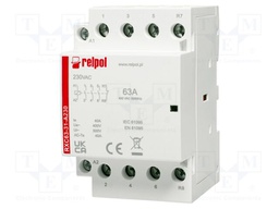Contactor: 4-pole installation; 63A; 230VAC; NC + NO x3; IP20