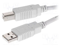 Cable; USB 2.0; USB A plug,USB B plug; 1m; grey; Core: Cu