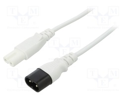 Cable; 2x0.75mm2; IEC C7 female,IEC C8 male; PVC; 5m; white; 2.5A