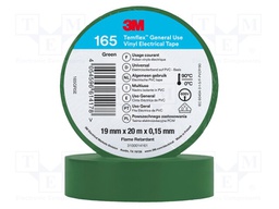 Tape: electrical insulating; W: 19mm; L: 20m; Thk: 0.15mm; green
