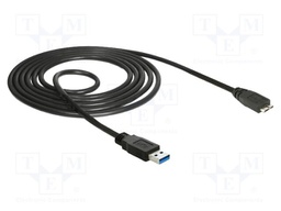 Cable; USB A plug,USB B micro plug; gold-plated; 1.5m; black; Cu