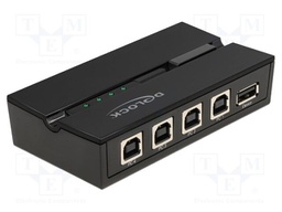 Switch; USB 2.0; black; plastic; Input: USB B socket x4