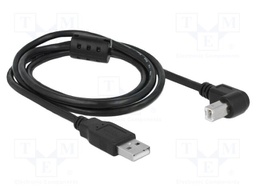 Cable; USB 2.0; USB A plug,USB B plug 90° up/down; 1m; black