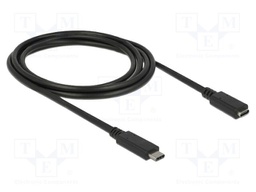 Cable; USB C socket,USB C plug; 2m; black; HDCP,HDR; 24AWG,32AWG