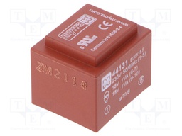 Transformer: encapsulated; 2VA; 230VAC; 18V; 18V; 56mA; 56mA