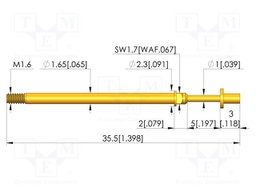 Test needle; Spring compression: 4mm; 5mm; 8A; CuBe; gold-plated