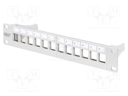 Patch panel; Keystone; grey; Number of ports: 12; 10"; Cat: 6a; RACK