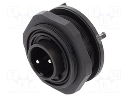 Connector: circular; socket; male; PIN: 2; 12A; 277V; IP68,IP69K