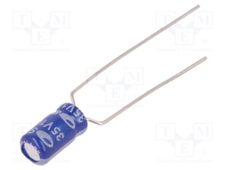 Capacitor: electrolytic; THT; 10uF; 35VDC; Ø4x7mm; Pitch: 5mm; ±20%
