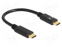 Cable; USB C plug,both sides; 0.15m; black; 22AWG; Øcable: 3.8mm