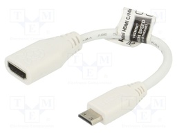 Connection cable; 100mm; white; HDMI socket,mini HDMI plug