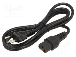 Cable; IEC C19 female,SEV-1011 (J) plug; 3m; black; 16A; 250V