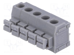PCB terminal block; angled 90°; 5mm; ways: 5; on PCBs; 1.5mm2; 8A