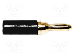 Plug; 3mm banana; 5A; 1kVDC; black; insulated; gold-plated