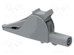 Crocodile clip; 36A; grey; Grip capac: max.40mm; Socket size: 4mm