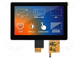Display: TFT; 7"; 1024x600; Illumin: LED; Dim: 179.96x119x8.15mm