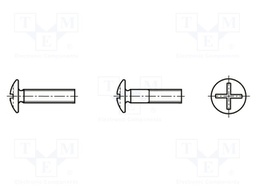 Screw; with large head; M6x16; Head: button; slotted; steel; zinc