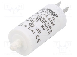 Capacitor: motors, run; 4.5uF; 425VAC; Ø28x55mm; -25÷85°C; ±5%