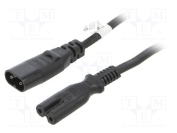 Cable; IEC C7 female,IEC C8 male; PVC; 2m; black; 2.5A; 250V
