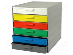 Stationary set with drawers; Drawers no.in module: 6; grey