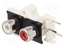 Socket; RCA; female; double; angled 90°; THT; nickel plated