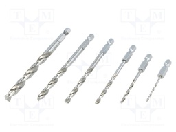 Drill bit; metal; Ø: 2mm,3mm,4mm,5mm,6mm,8mm; HSS; Pcs: 6