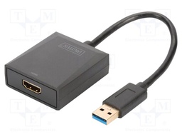 Adapter; USB 3.2; HDMI socket,USB A plug; 150mm; black